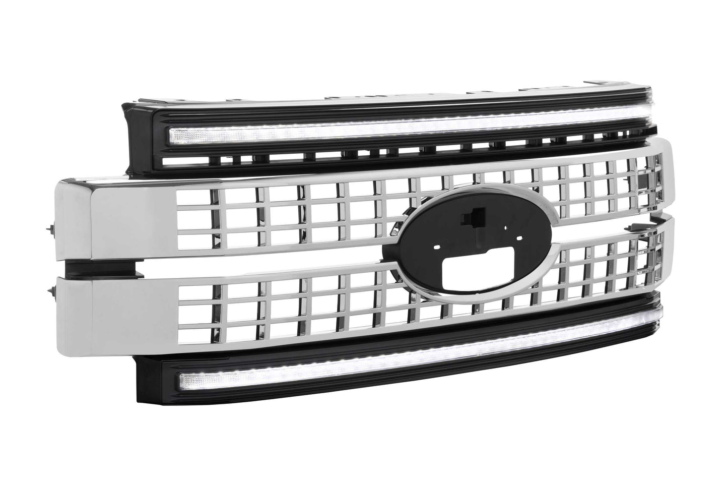XBG LED Grille: Ford Super Duty (17-19) (Chrome Finish / White DRL)