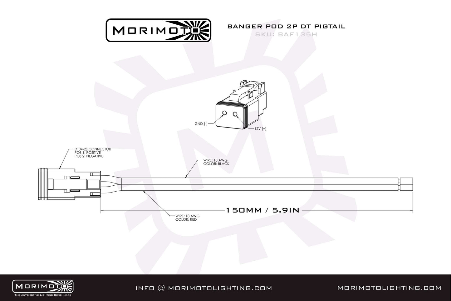 Morimoto 2P DT Pigtail Harness: (1/2/4Banger) (6in Long)