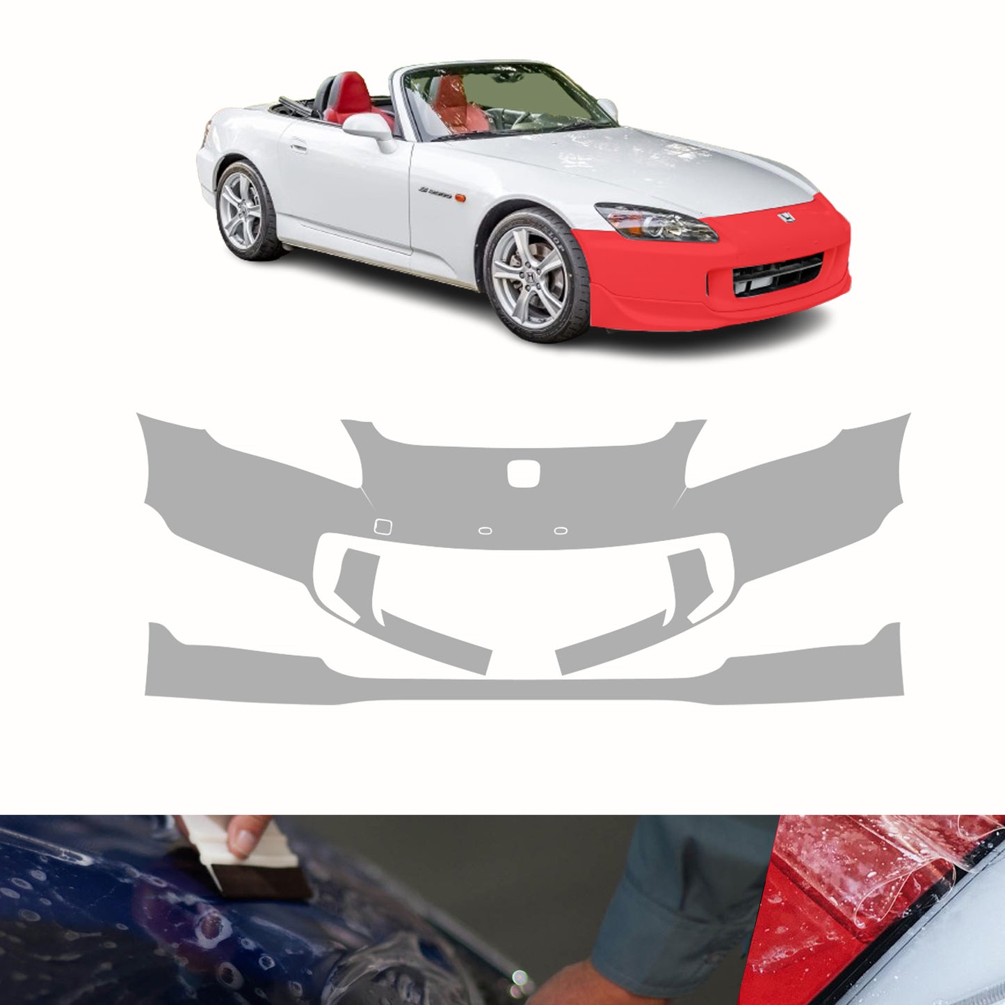 2004-2009 S2000 Pre-Cut Front Bumper Paint Protection Clear Film PPF