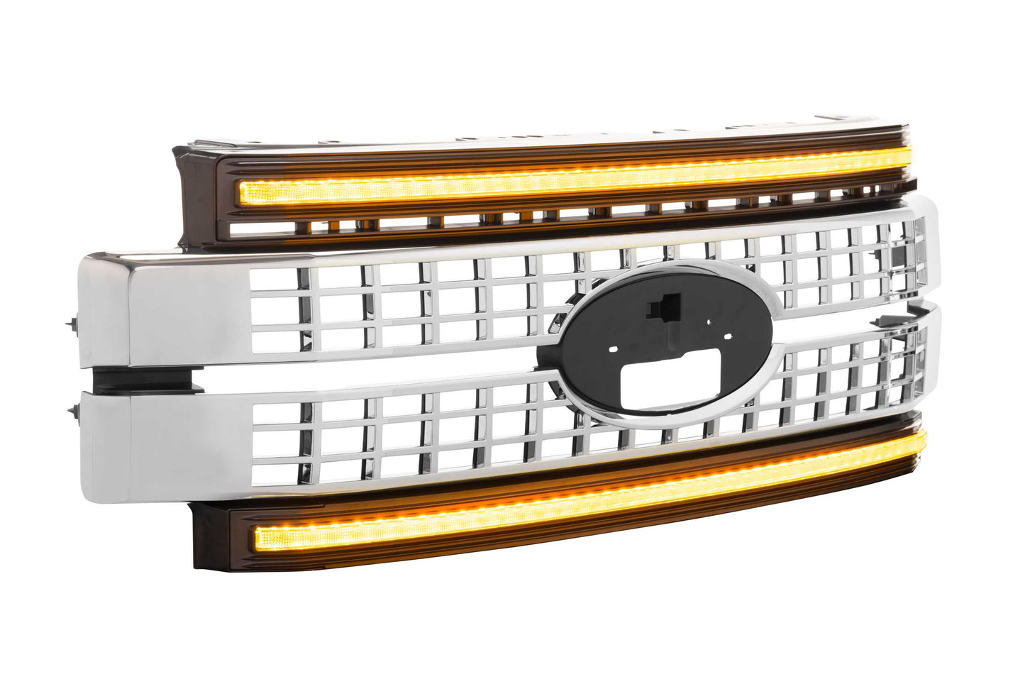 XBG LED Grille: Ford Super Duty (17-19) (Chrome Finish / Amber DRL)