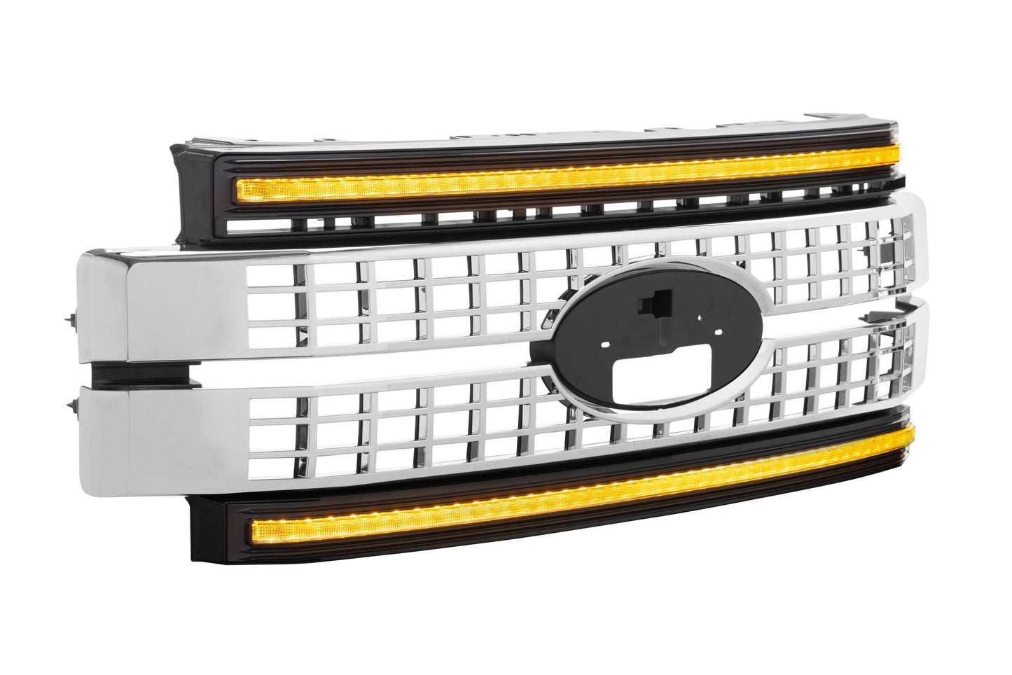 XBG LED Grille: Ford Super Duty (17-19) (Chrome Finish / Amber DRL)