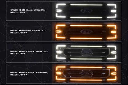XBG LED Grille: Ford Super Duty (20-22) (Gloss Black / White DRL)